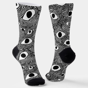 Zwart-wit psychedelisch ontwerp  sokken