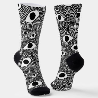 Zwart-wit psychedelisch ontwerp sokken