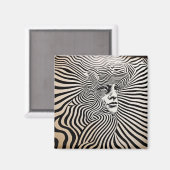 Zwart-wit psychedelische Design Magneet (Voorkant / Achterkant)