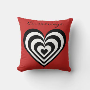zwart wit pulserende hart Thunder_Cove rood Kussen