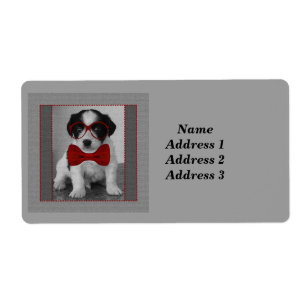 Zwart-wit puppy met rood Stropdas Adres Etiket