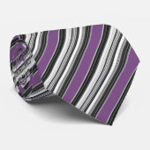 Zwart wit Purplet Blauw Striped Patroon Stropdas (Opgerold)