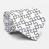 Zwart-wit Puzzle Pattern Necktie Stropdas (Opgerold)