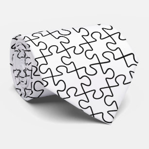 Zwart-wit Puzzle Pattern Necktie Stropdas