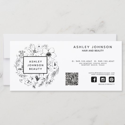 Zwart & Wit QR Code Botanisch Cadeaubon (Achterkant)