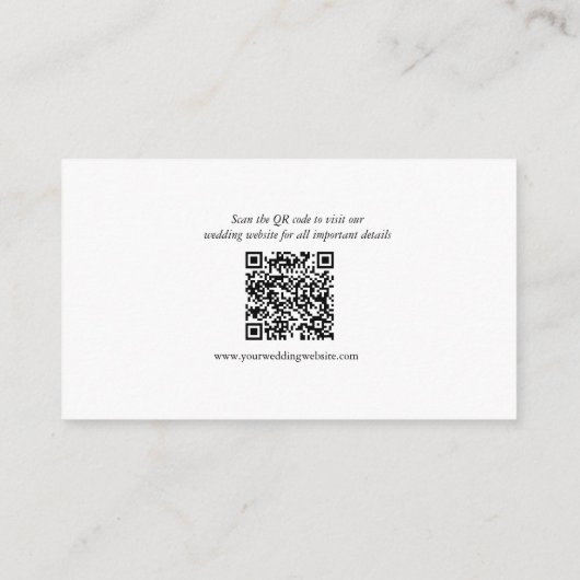 Zwart Wit QR code Bruiloft Details Behuizing Kaart (Achterkant)