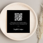 Zwart wit QR code bruiloft RSVP Informatiekaartje