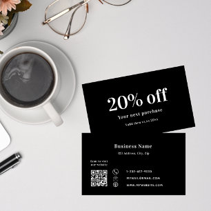 Zwart wit qr code business kortingskaartje