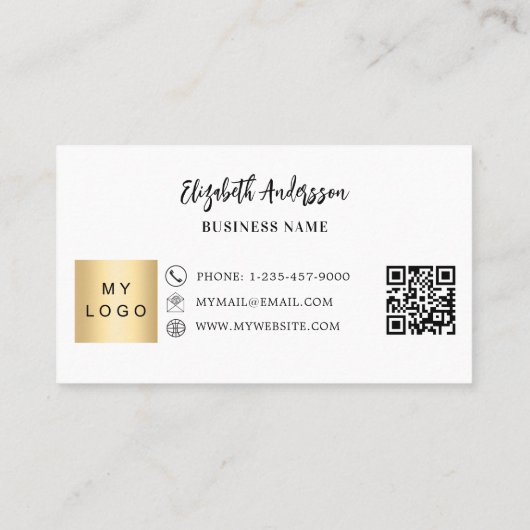 Zwart wit qr code business logo merk kleur klantenkaartje (Achterkant)