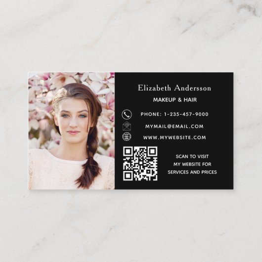 Zwart-wit QR-code foto loyaliteitskaart Visitekaartje (Achterkant)