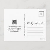 Zwart-wit QR-code Huwelijk 'Save The Date' Briefkaart (Achterkant)