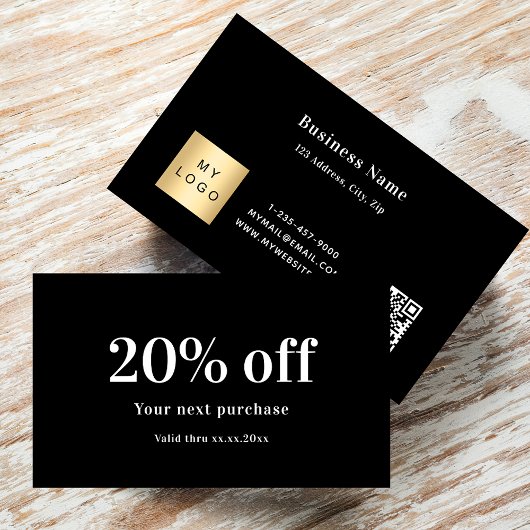 Zwart wit qr code logo business kortingskaartje