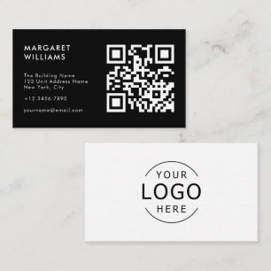 Zwart-wit QR Code Logo Modern Professional Visitekaartje
