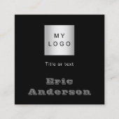 Zwart wit QR code logo Vierkante Visitekaartje (Voorkant)