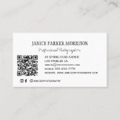 Zwart-wit QR code professionele fotograaf Visitekaartje (Achterkant)