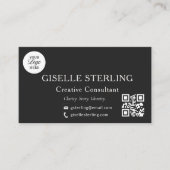 Zwart Wit QR Code Professionele Logo Foto Visitekaartje (Voorkant)