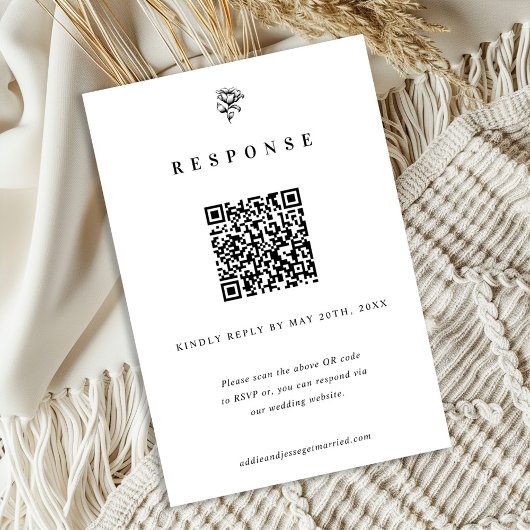 Zwart-wit QR-code RSVP-kaart Bedankkaart