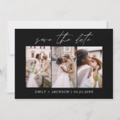 Zwart & Wit QR Code Save the Date Modern 3 Foto (Voorkant)