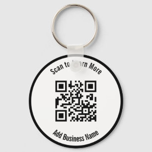 Zwart-wit QR-code scannen met bedrijfsnaam Sleutelhanger