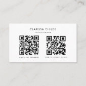 Zwart-wit QR-code voor formele content Creator Visitekaartje (Achterkant)