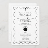 Zwart Wit QR Code Wave Curve Monochrome Bruiloft Kaart (Voorkant / Achterkant)