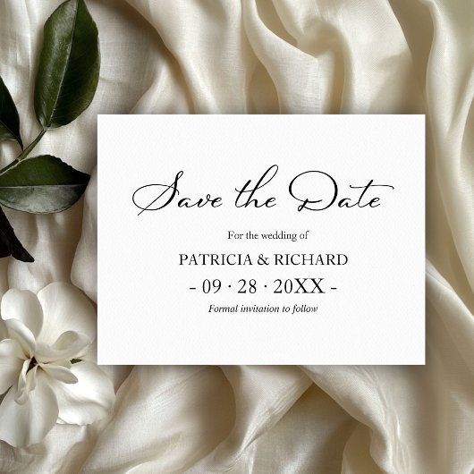 Zwart-wit QR Code Wedding Bewaar de datum Briefkaart