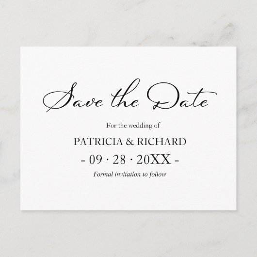 Zwart-wit QR Code Wedding Bewaar de datum Briefkaart (Voorkant)