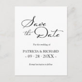 Zwart Wit QR Code Wedding Save the Date Briefkaart (Voorkant)