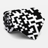 Zwart-wit QR Motif Patroon Stropdas (Opgerold)