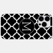 Zwart-wit Quatrefoil Patroon - Aangepast monogram Case-Mate iPhone Case (Achterkant (horizontaal))
