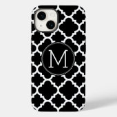 Zwart-wit Quatrefoil Patroon - Aangepast monogram Case-Mate iPhone Case (Achterkant)