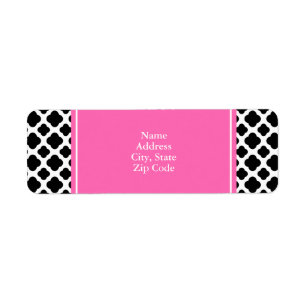 Zwart-wit Quatrefolie met Hot Pink Etiket
