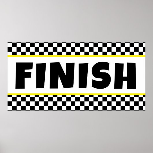 Zwart-wit Racing Finish Line Banner Poster (Voorkant)