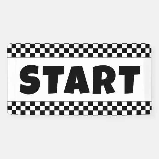 Zwart-wit Racing START Line Banner (Horizontaal)