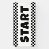 Zwart-wit Racing START Line Banner (Verticaal)