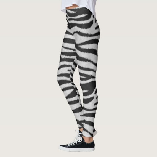 Zwart-wit Realistisch Zebra Bont Textuur Leggings (Links)