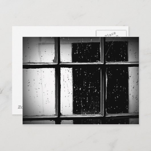 Zwart-wit regen op het raam Briefkaart (Voorkant / Achterkant)