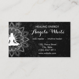 Zwart-wit Reiki Master Healer Yoga Instructeur Visitekaartje