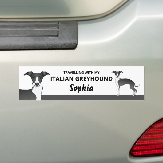 Zwart-wit - reizen met mijn onhandige hond bumpersticker (Op auto)
