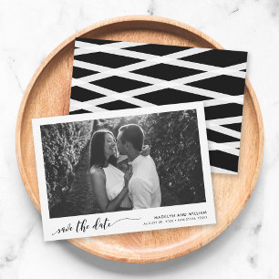 Zwart-wit Relax Script Sla de datumfoto op Save The Date