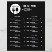 Zwart, Wit Restaurant Afhaalmenu met QR-code Flyer (Voorkant)