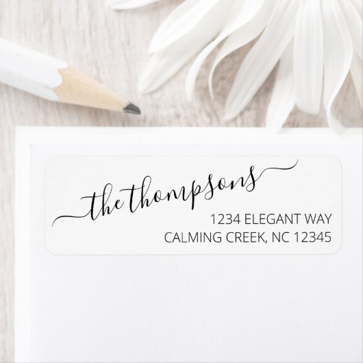 Zwart wit retouradres Klassiek script Etiket (Insitu)