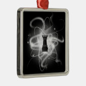Zwart-wit Retro Atomic Chess Piece - Rook Metalen Ornament (Rechts)