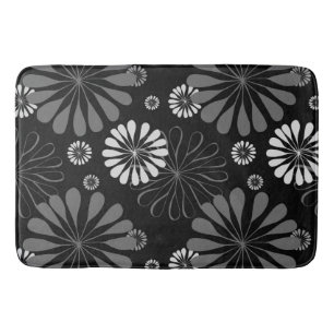 Zwart-wit retro bloemmotief badmat
