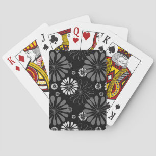 Zwart-wit Retro Bloemmotief Pokerkaarten