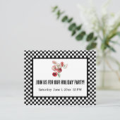 Zwart-wit Retro Checkerboard Company Picnic Feestdagenkaart (Staand voorkant)