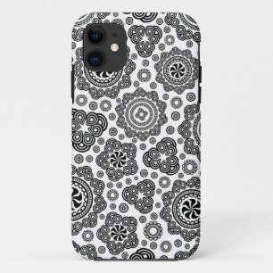 Zwart & Wit  Retro Circles Patroon iPhone 11 Hoesje