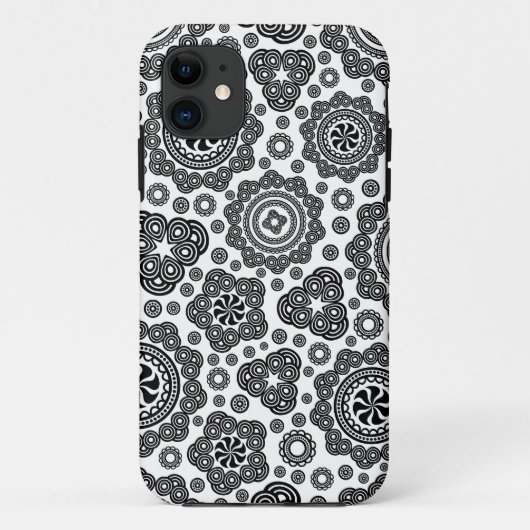 Zwart & Wit  Retro Circles Patroon Case-Mate iPhone Case (Achterkant)