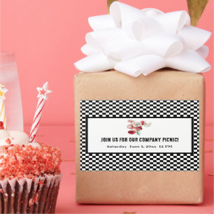 Zwart-wit Retro Dambord Bedrijfs Picknick Rechthoekige Sticker