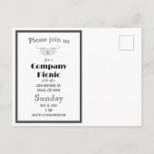 Zwart-wit retro dambordbedrijf picknick uitnodiging briefkaart (Achterkant)